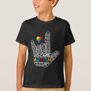 T-shirt Puzzle Coeur ASL Love Signer Langue main Autisme A