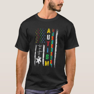 T-shirt Puzzle du drapeau américain pour l'autisme Hommes