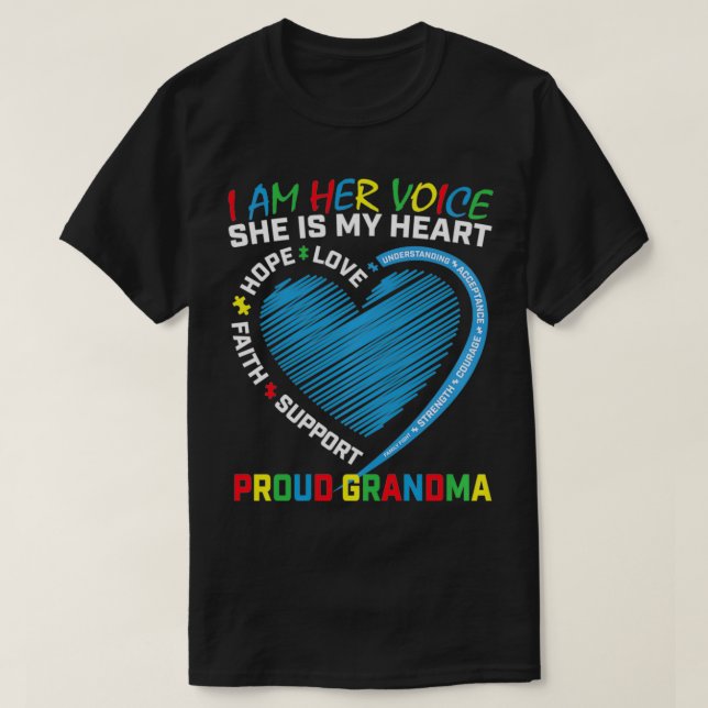 T-shirt Puzzle Grandma I Wear Blue Granddaughter Autism Aw (Design devant)