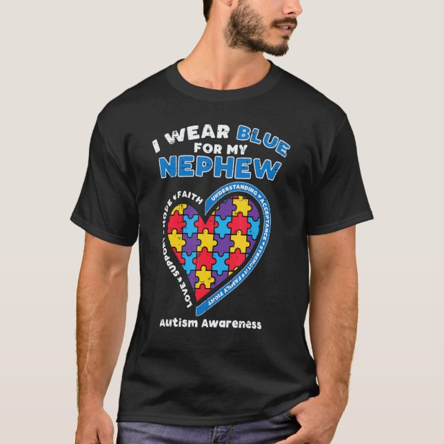 T-shirt Puzzle Je Porte Bleu Nephew Sensibilisation sur l' (Devant)