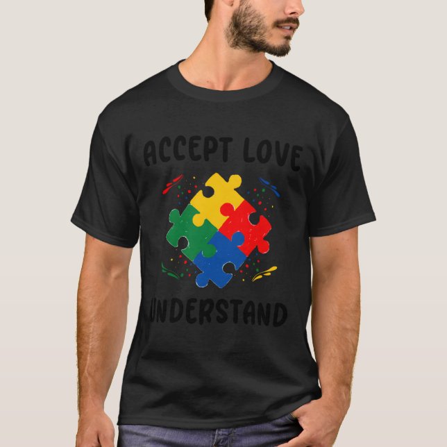 T-shirt Puzzle Piece Autism Support Awareness (Devant)