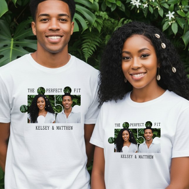 T-shirt Puzzle Piece Photo Perfect Fit Newlywed Couple (Créateur téléchargé)