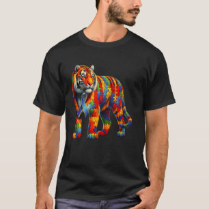 T-shirt Puzzle Tigre Sensibilisation à l'Autisme Enfant en