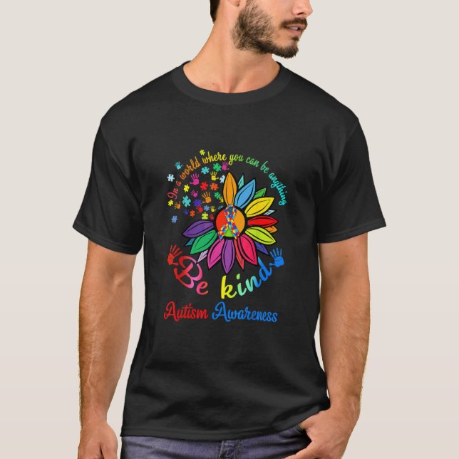 T-shirt Puzzle Tournesol Be Kind Sensibilisation sur l'aut (Devant)