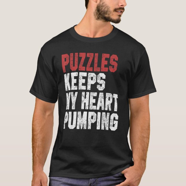 T-shirt Puzzles Garde Mon Coeur Pompage Jigsaw Hommes Femm (Devant)
