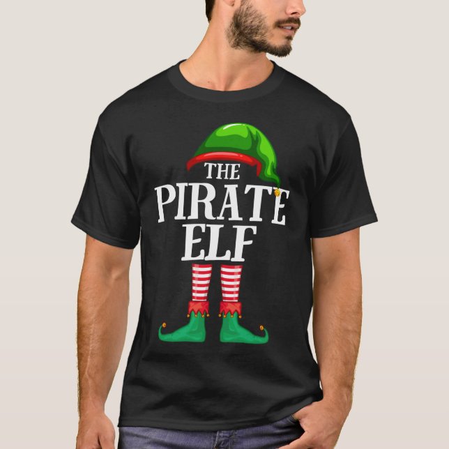 T-shirt Pyjama de fête de Noël de l'Elfe du pirate (Devant)