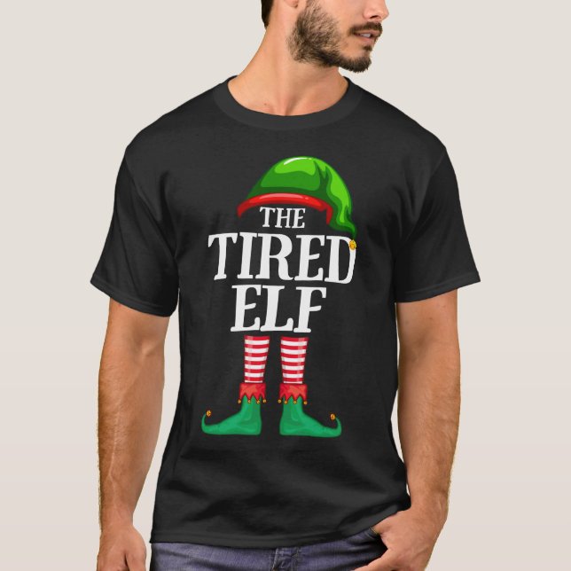 T-shirt Pyjama de fête de Noël de l'Elfe fatigué (Devant)