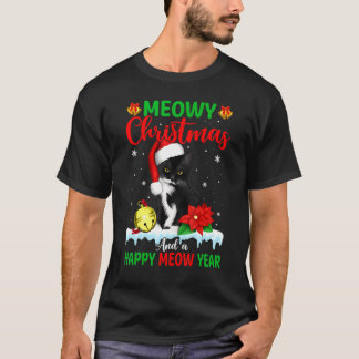 T-shirt Pyjama de Noël assorti Famille Chat Meowy Santa 