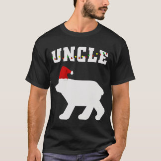 T-shirt Pyjama de Noël d'oncle Bear With Père Noël Hat