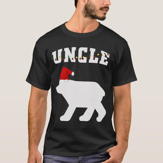 T-shirt Pyjama de Noël d'oncle Bear With Père Noël Hat (Devant)