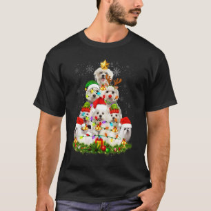 T-shirt Pyjama de Noël Maltais Arbre Xmas Chien Papa Maman
