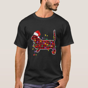 T-shirt Pyjama rouge Plaid Basset Hound Chien feux de Noël