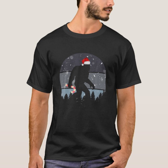 T-shirt Pyjama Sasquata De Noël Bigfoot Pour Hommes Femmes (Devant)