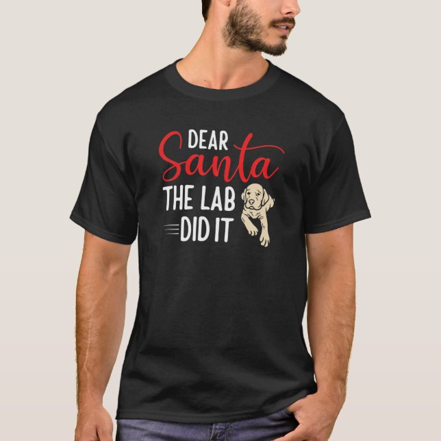T-shirt Pyjamas de famille de Noël Jaune Lab Chien L (Devant)