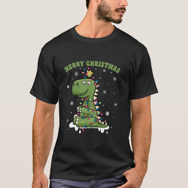T-shirt Pyjamas de Noël Arbre Rex Dinosaur Dino Dino Chr D (Devant)