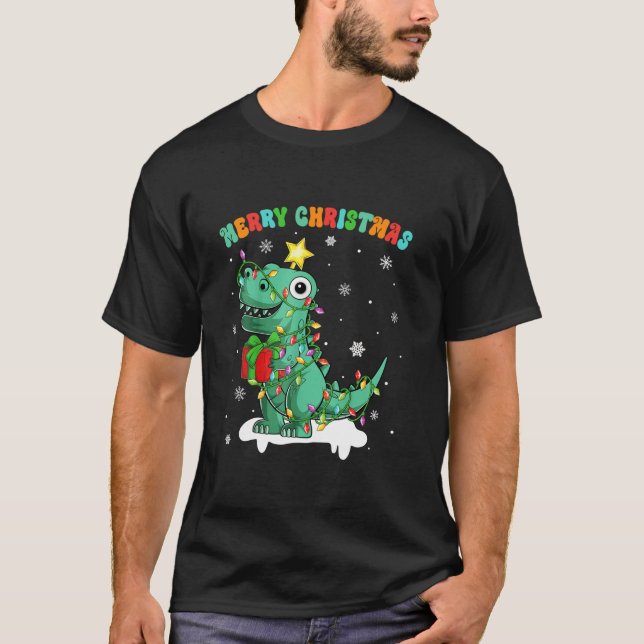 T-shirt Pyjamas de Noël Arbre Rex Dinosaur Dino Dino Chr D (Devant)