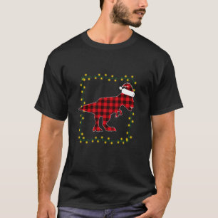T-shirt Pyjamas rouge Plaid Dinosaur T Rex feux de Noël