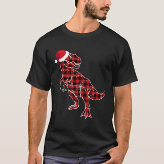 T-shirt Pyjamas rouge Plaid Dinosaur T Rex feux de Noël