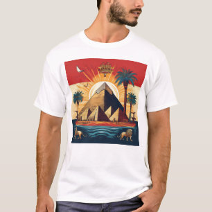 T-shirt Pyramide égyptienne avec soleil et élément culture