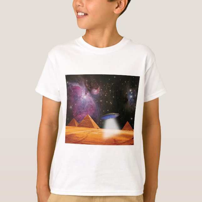 T-shirt Pyramides égyptiennes Gizeh rencontre espace et OV (Devant)