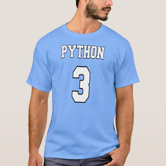 T-shirt Python 3 : Blanc/conception bleue pour des (Devant)