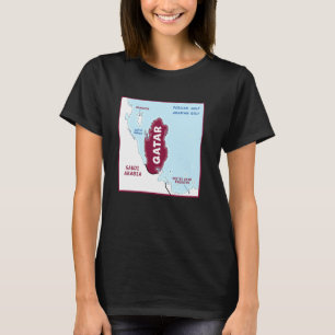 T-shirt Qatar Carte politique aux couleurs du drapeau. Coi