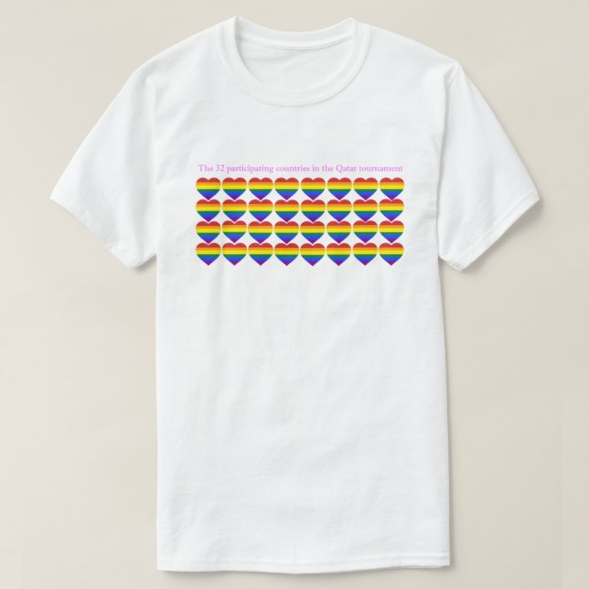 T-shirt Qatar Tournoi 32 Pays Drapeaux de fierté Coeurs (Design devant)