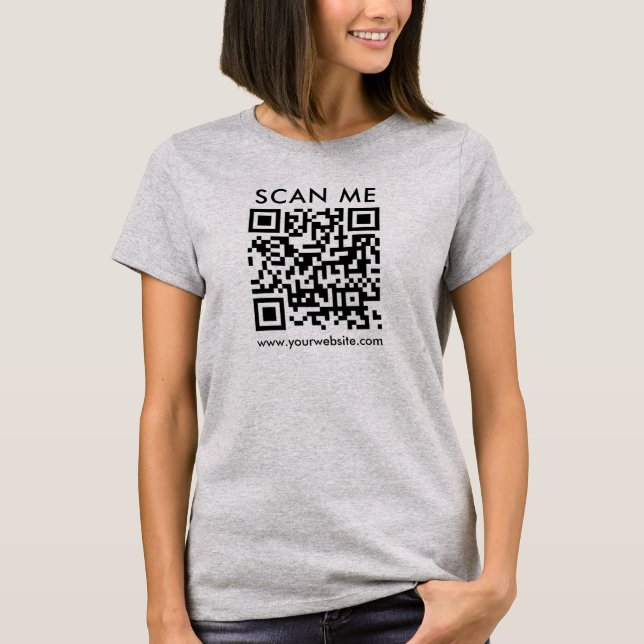 T-shirt QR Code Scan Me Femme Avant Impression en Acier cl (Devant)