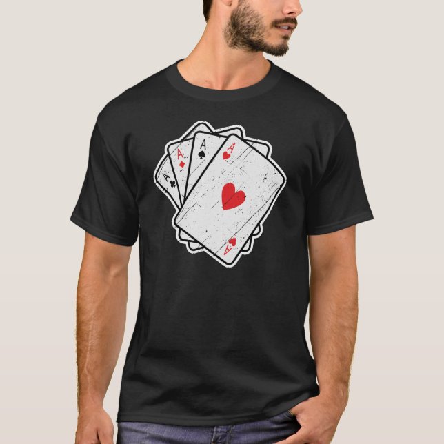 T-shirt Quad Aces : Toutes Les 4 Cartes Lucky Ace (Devant)