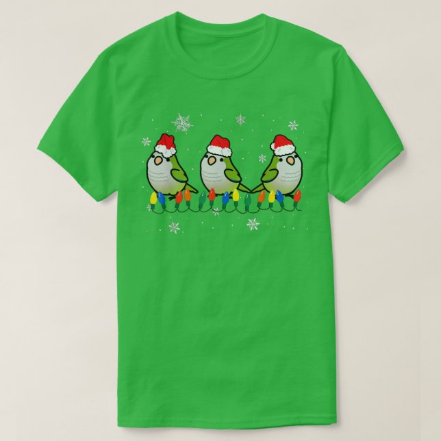 T-shirt Quaker Parrot Oiseau lumières de Noël amusant anim (Design devant)