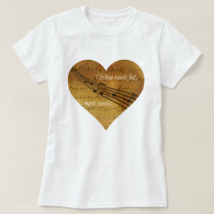 T-shirt Quand les mots échouent, la musique parle le coeu