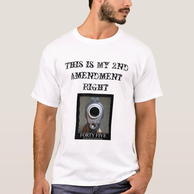 T-shirt quarante-cinq-pistolet et 2ème amendement (Devant)