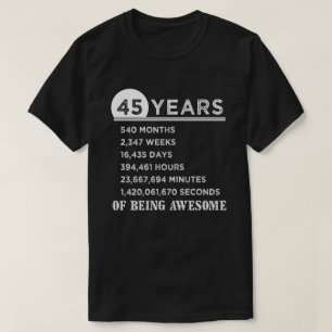 T-shirt quarante-cinquième Chemise d'anniversaire cadeaux