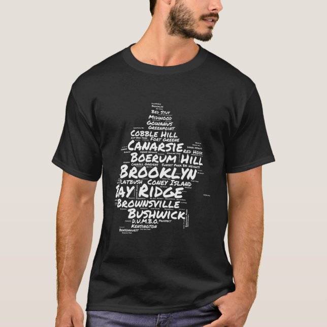 T-shirt Quartiers de Brooklyn New York Word Cloud Brookly (Devant)