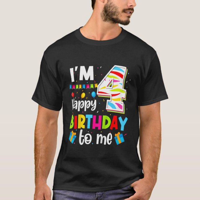 T-shirt Quatre 4ans 4e Joyeux anniversaire pour moi Garçon (Devant)