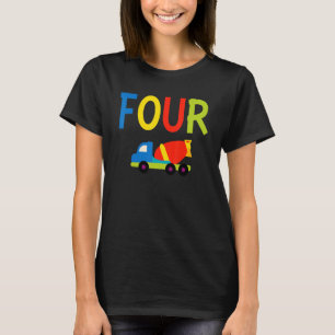 T-shirt Quatre 4e anniversaire 4 ans Boy Construction Tru