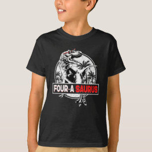 T-shirt Quatre a Saurus Anniversaire T Rex 4 Anniversaire