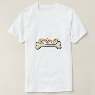 T-shirt Quatre chiots joueurs avec os design