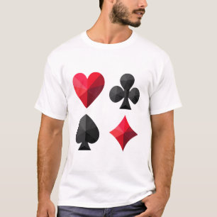 T-shirt Quatre combinaisons de cartes à jouer : coeurs, cl