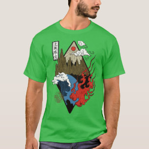 T-shirt Quatre éléments japonais Feu d'eau