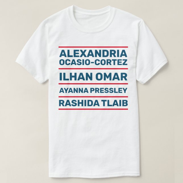 T-shirt Quatre femmes courageuses blanches et bleues (Design devant)