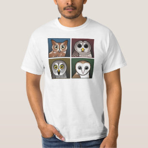 T-shirt Quatre hiboux de couleur (foncés)