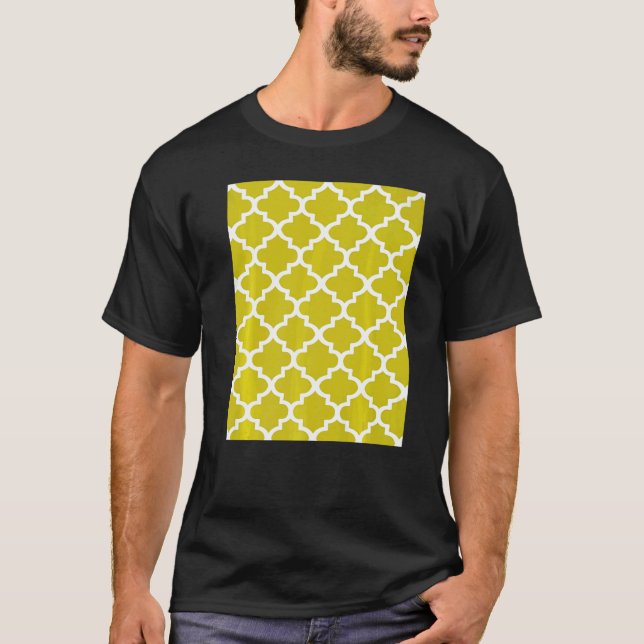 T-shirt Quatrefoil Pattern In White Outline On Mustard Yel (Devant)