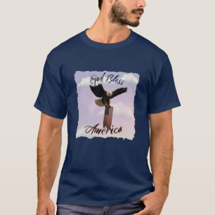 T-shirt "Que Dieu bénisse l'Amérique" Aigle royal en vol a