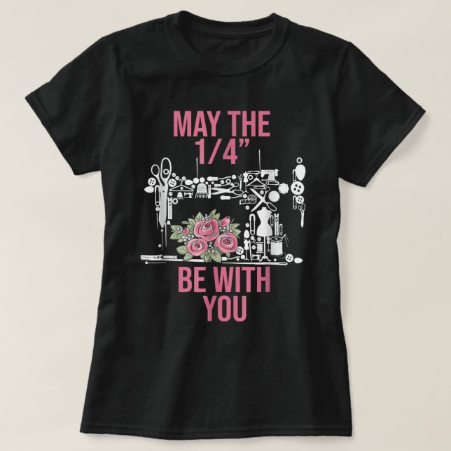 T-shirt Que Le 14 Soit Avec Vous Coudre Machine Quilting   (Design devant)