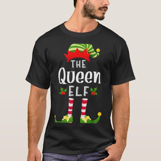 T-shirt Queen Christmas Elf Matching Pajama X-mas Party  (Devant)