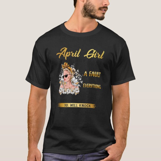 T-shirt Queen Est Né En Avril Fille Le Gardera Réel 100 (Devant)