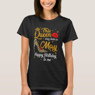 T-shirt Queen Est Né En Mai Joyeux Anniversaire Léopard An