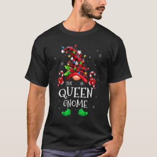 T-shirt Queen Gnome Buffalo Plaid Matching Family Christma
