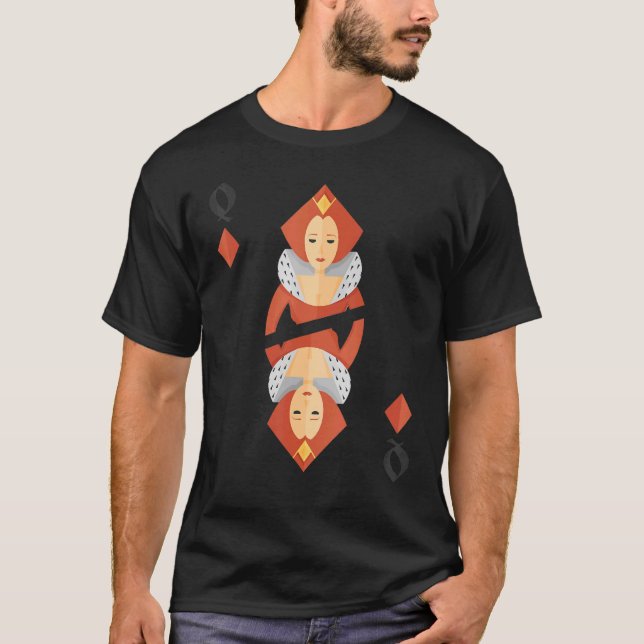 T-shirt Queen Of Diamonds Deck Of Cards Halloween Group Co (Devant)
